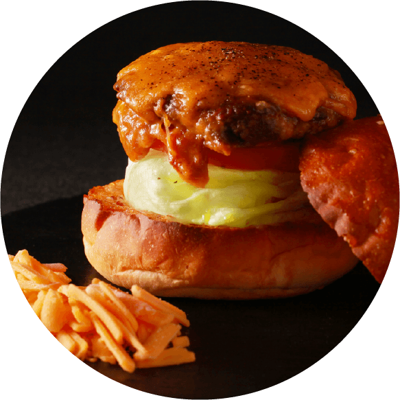 Recherche 低脂質 高タンパクなパティと自然野菜を使用した脱ジャンクなハンバーガー