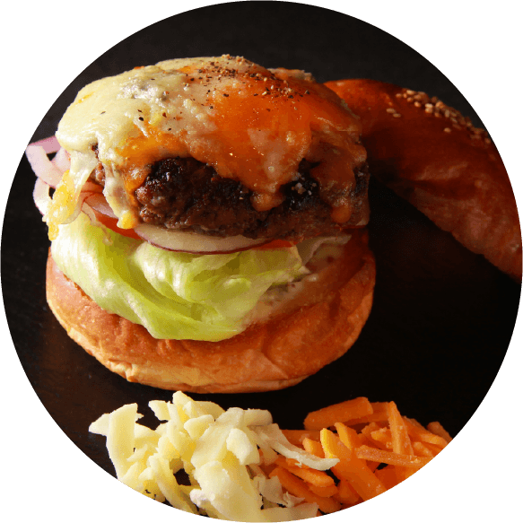 Recherche 低脂質 高タンパクなパティと自然野菜を使用した脱ジャンクなハンバーガー