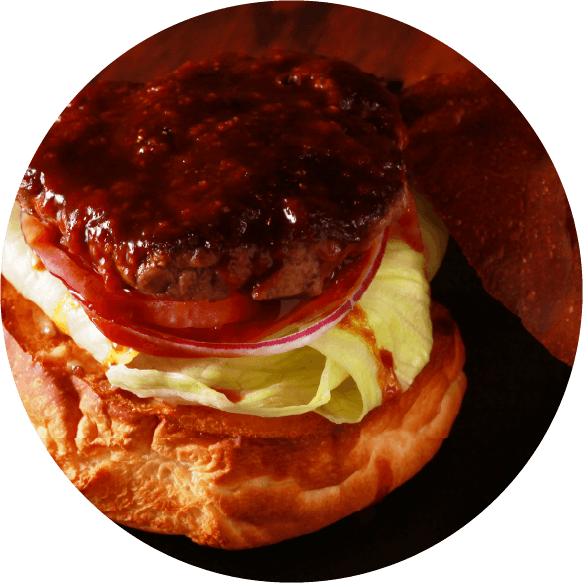 Recherche 低脂質 高タンパクなパティと自然野菜を使用した脱ジャンクなハンバーガー